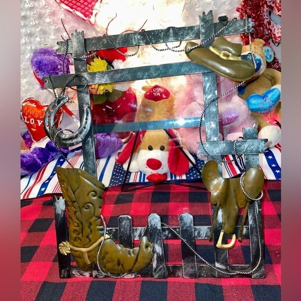 Vintage Hand Crafted Country Boots, Saddle, Hat Steel 8x10 10 Picture Frame
